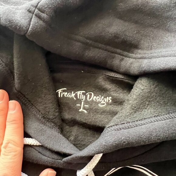 Freak Fly Designs Womens Large Pullover Hoodie Bat S Crazy Halloween Spooky - Picture 4 of 4